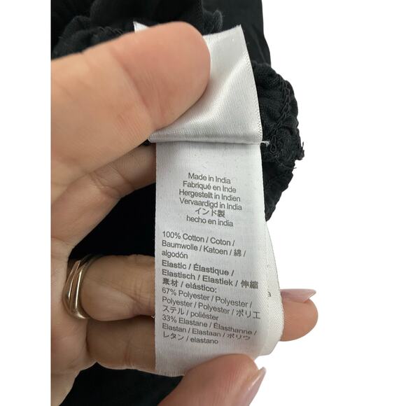 J.Crew Top XS Black Square Neck Cottagecore Spring 2022 Smocked Puff Sleeve - Picture 7 of 8